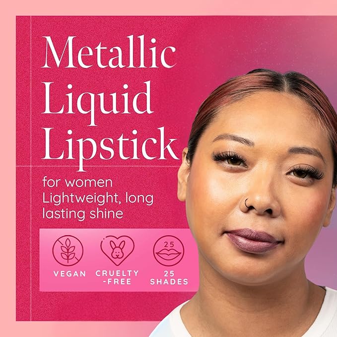 Aromi Chestnut Rose Metallic Liquid Lipstick (Burgundy Quartz)