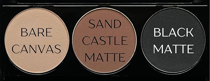 Pure Ziva Matte Black, Medium Brown and Off White Vegan Eyeshadow Trio Palette; Talc, Paraben & Cruelty Free