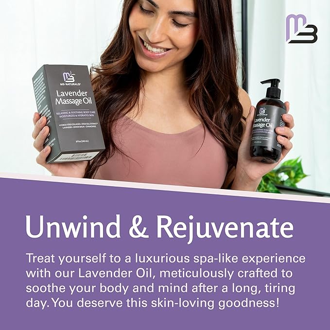 Lavender Sensual Massage Oil with Collagen and Stem Cells, 8 fl oz by M3