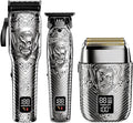 BESTBOMG Professional Cordless Mens Hair Clippers & Beard Trimmer and Electric Shavers Kits & Sets,Metal Hair Clippers Cutting Grooming Kit with Long Battery Life for Family Barber Use (Gray)