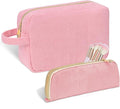 Sernaxi Personalized Initial Makeup Bag Trendy Stuff Corduroy Cosmetic Bag Travel Toiletry Bag, Valentine’s Day Gift Makeup Organizer Case & Makeup Pouch for Women teen Girls Mom Girlfriend Wife
