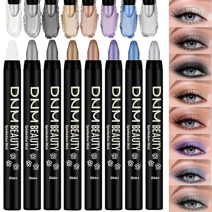 MooGlamor Colorful Shimmer Eyeshadow Eye Shadow Sticks Set (Type A 8 Pcs)