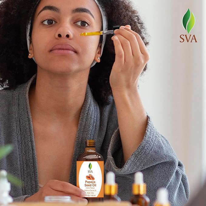 SVA Papaya Seed Carrier Oil, Glass Bottle with Dropper, 4 Fl Oz (118 ml)