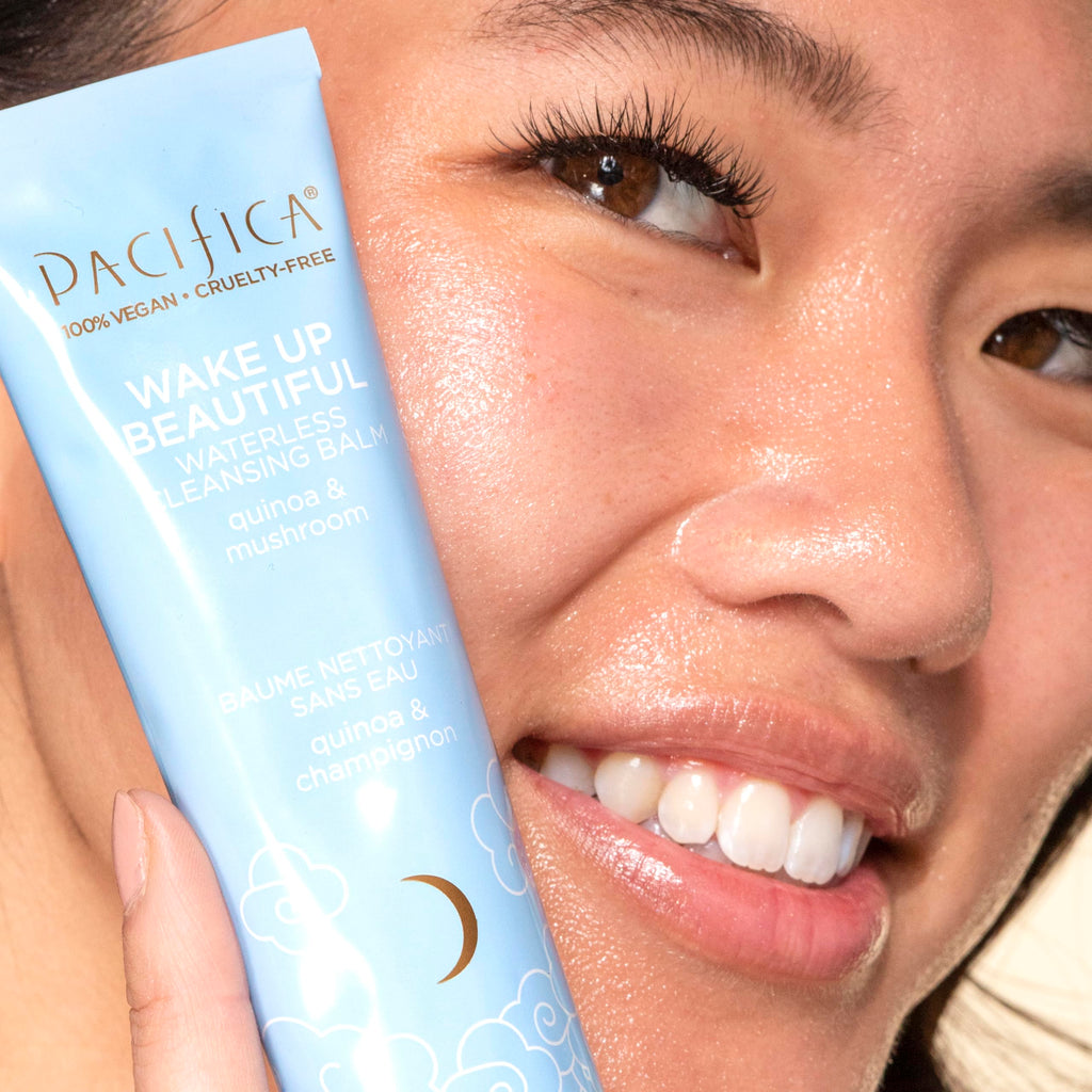 Pacifica Wake Up Beautiful Cleansing Balm & Makeup Remover - 2-in-1 Waterless Face Cleanser for Dry & Sensitive Skin, Hydrating No-Rinse Balm Dissolves Stubborn Makeup, 2.5oz