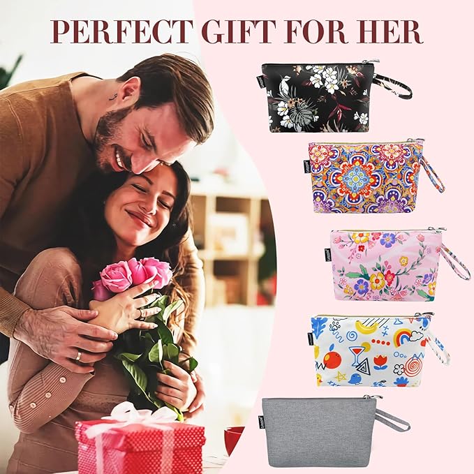 Gloppie Small Makeup Bag for Purse Boho Cosmetic Sunscreen Bags for Women