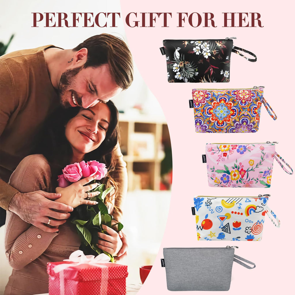 Gloppie Make Up Bags for Women Small Makeup Bag for Purse Cosmetic Bag Pink