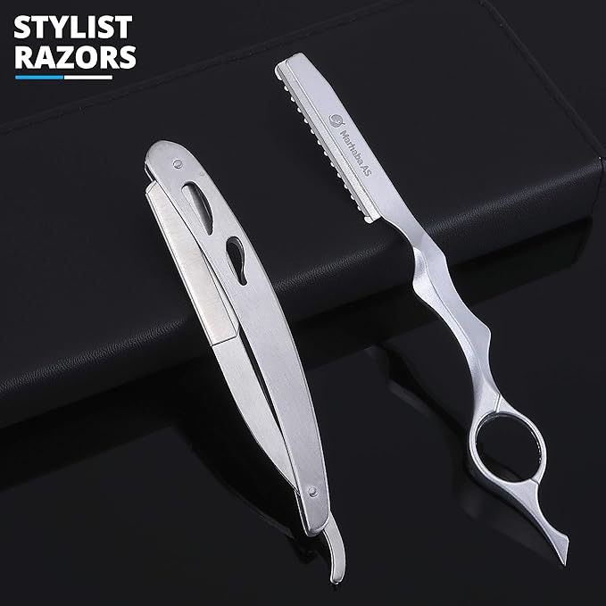 MARHABA AS Hair Scissors Kit – 10 Pieces Stainless Steel Precision Shears for Dry & Wet Hair, Professional and Personal Hair Cutting Set for Men and Women, Sharp Barber Tools with Accessories