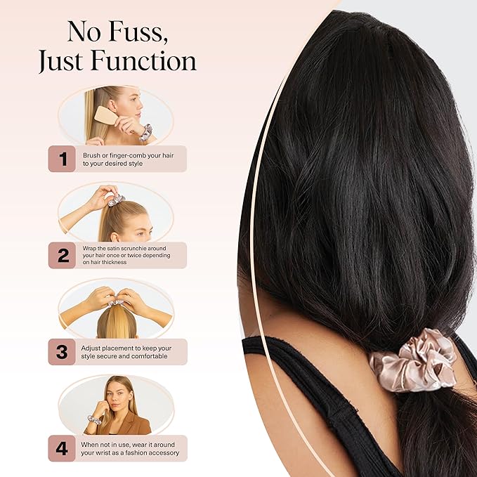 Kitsch Satin Scrunchies for Women | For All Hair Types - Assorted, 5pcs