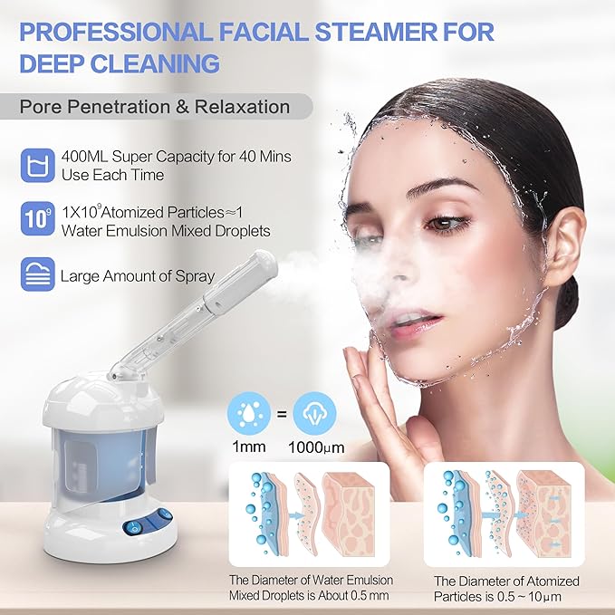 Kingsteam Facial Steamer, Ozone Nano Ionic Face Steamer for Deep Cleaning