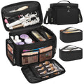 TANTO Large Makeup Organizer Bag, Professional Makeup Artist Bag Portable Travel Makeup Organizer with Detachable Dividers, 2 Pouches & Shoulder Strap, Cosmetic Storage for Beauty Enthusiasts