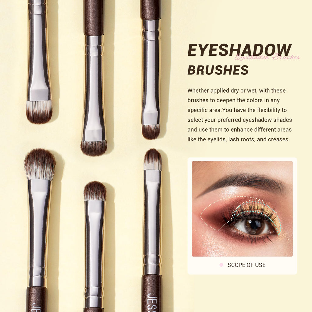 Jessup Eye Makeup Brushes Set Professional 15pcs Brown Eyeshadow Brush Eyebrow Concealer Eyeliner Blending Brush for Makeup Premium Synthetic Eye Brush Set, T499