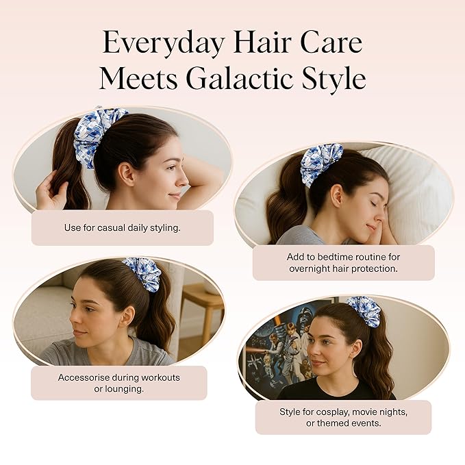 Kitsch x Star Wars R2-D2 & Stormtrooper Scrunchies for Women- Softer Than Silk Scrunchie, No Crease Hair Ties, Perfect For Day And Night Creaseless Hair Accessories - 2pcs