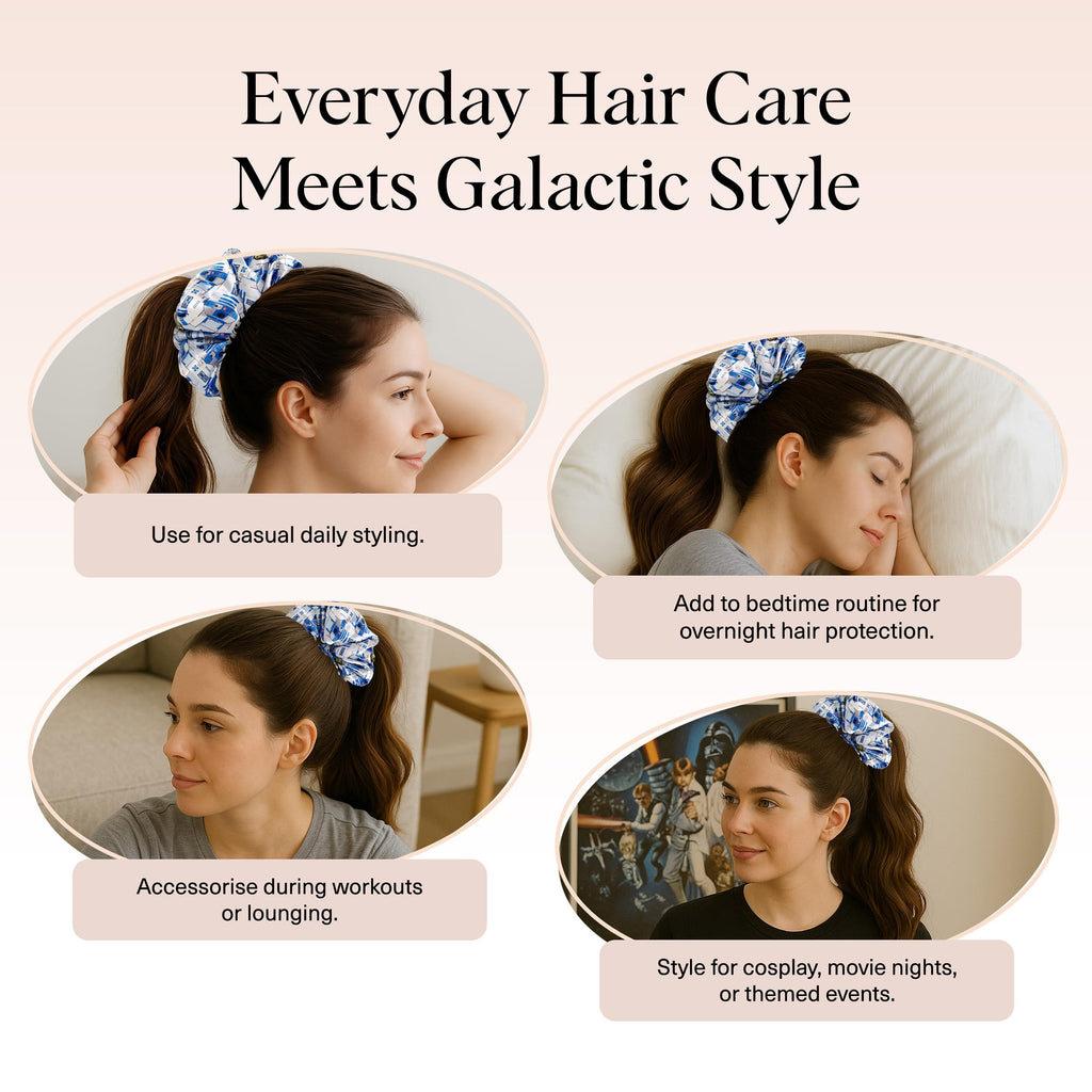 Kitsch x Star Wars R2-D2 & Stormtrooper Scrunchies for Women- Softer Than Silk Scrunchie, No Crease Hair Ties, Perfect For Day And Night Creaseless Hair Accessories - 2pcs