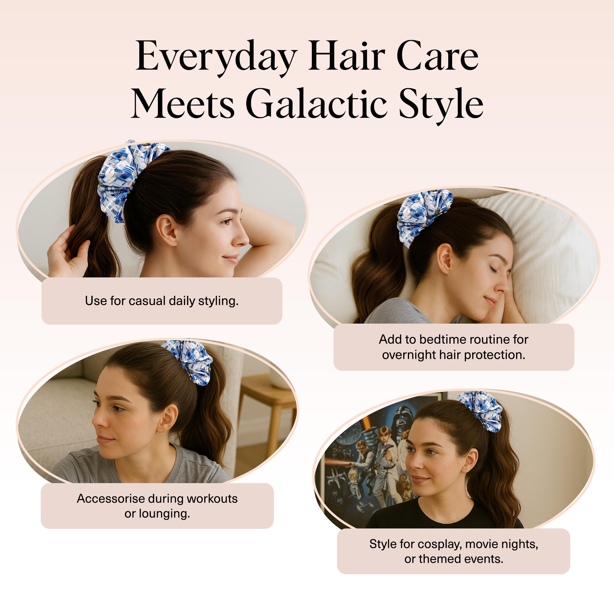 Kitsch x Star Wars R2-D2 & Stormtrooper Scrunchies for Women- Softer Than Silk Scrunchie, No Crease Hair Ties, Perfect For Day And Night Creaseless Hair Accessories - 2pcs