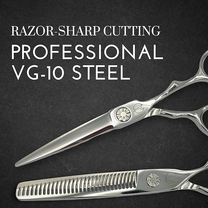 Shihan Shears Set of Professional Hair Cutting Scissors in VG-10 Japan Steel - Includes Hair Cutting Scissors, Thinning Shears and Leather Case - Heritage for Master Stylists (6.0 Inch)