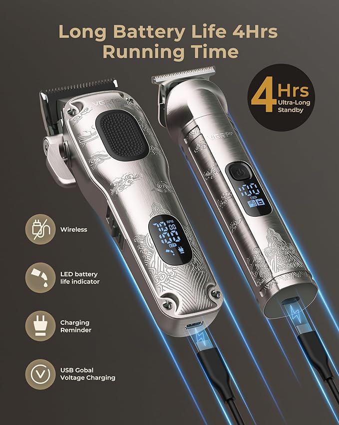 VGRPRO Hair Clippers for Men Professional, Cordless Clipper and Trimmer Set