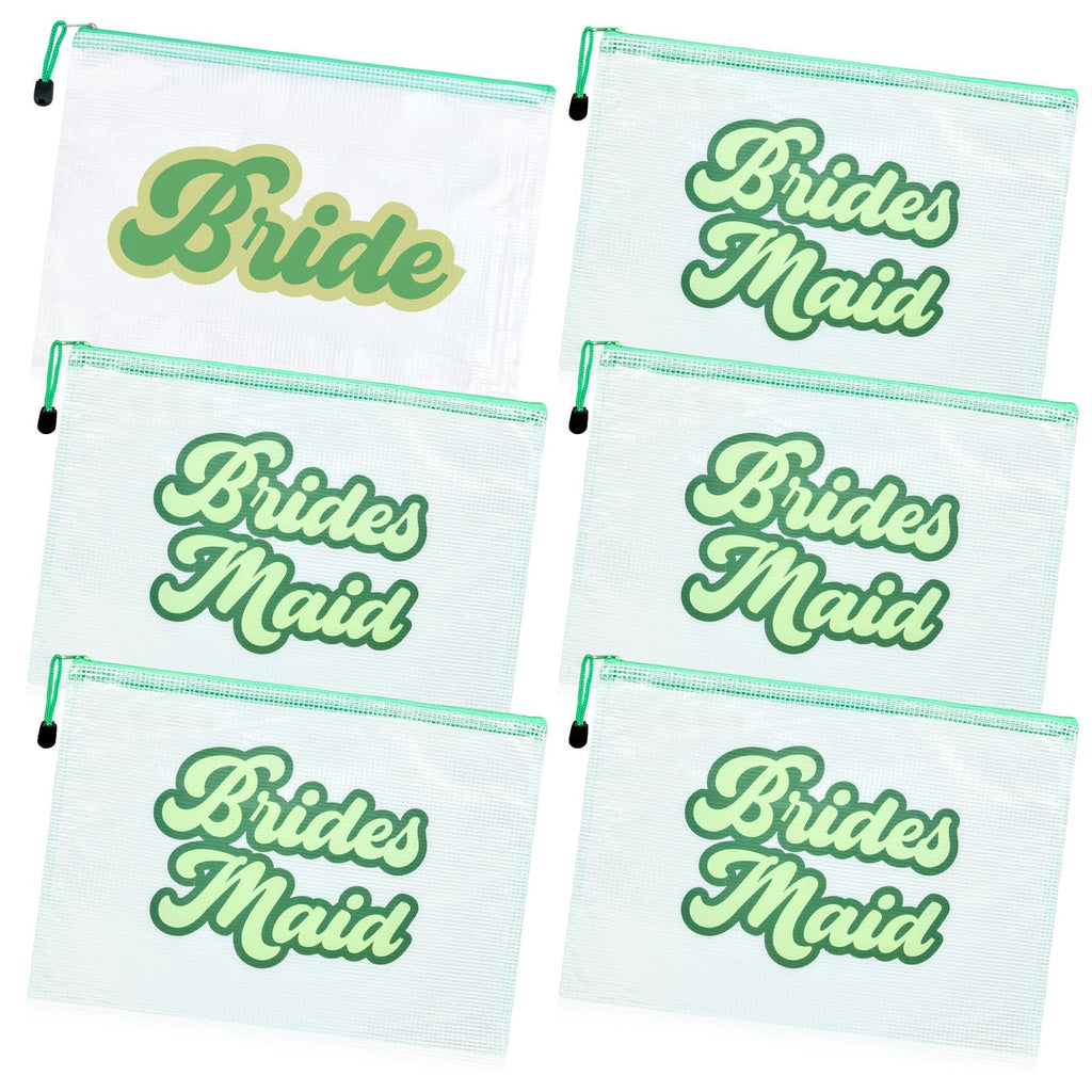 SOIDRAM 6PCS Bridesmaid Makeup Bag Clear Zippered Bag Bridesmaid Proposal Gifts Cosmetic Pouch for Wedding Party Favors Bachelorette Party Decorations Toiletry Organizer Bag Cosmetic Case Gift