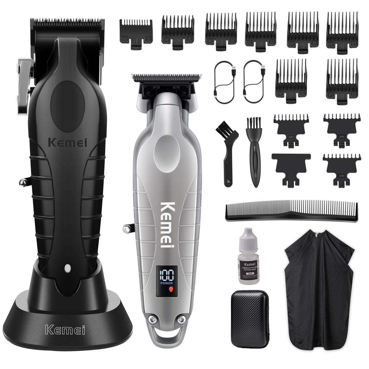 KEMEI Hair Clippers for Men and Trimmers Set Cordless Zero Gap Hair Trimmer