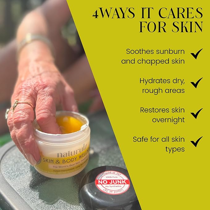 Naturulz Skin & Body Wellness 4oz – Fast-Absorbing Everyday Moisturizer with Nourishing Coconut oil. Antioxidant-rich Skin Barrier Formula With Vitamin E, Vitamin A (retinoids) and Green Tea.