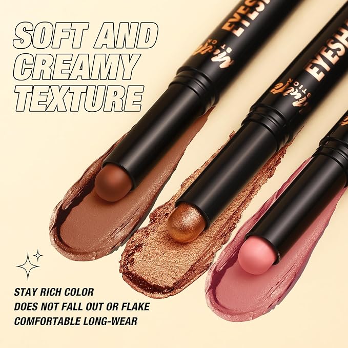 LANGMANNI 8 Color Waterproof Dual-Ended Eyeshadow Stick Set, Eye Makeup #B