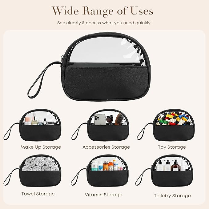 COLGRAM Small Clear Travel Makeup Bag, Waterproof Leak-Proof Toiletry Bag for Women, Simple Transparent Cosmetic & Makeup Bag Organizer