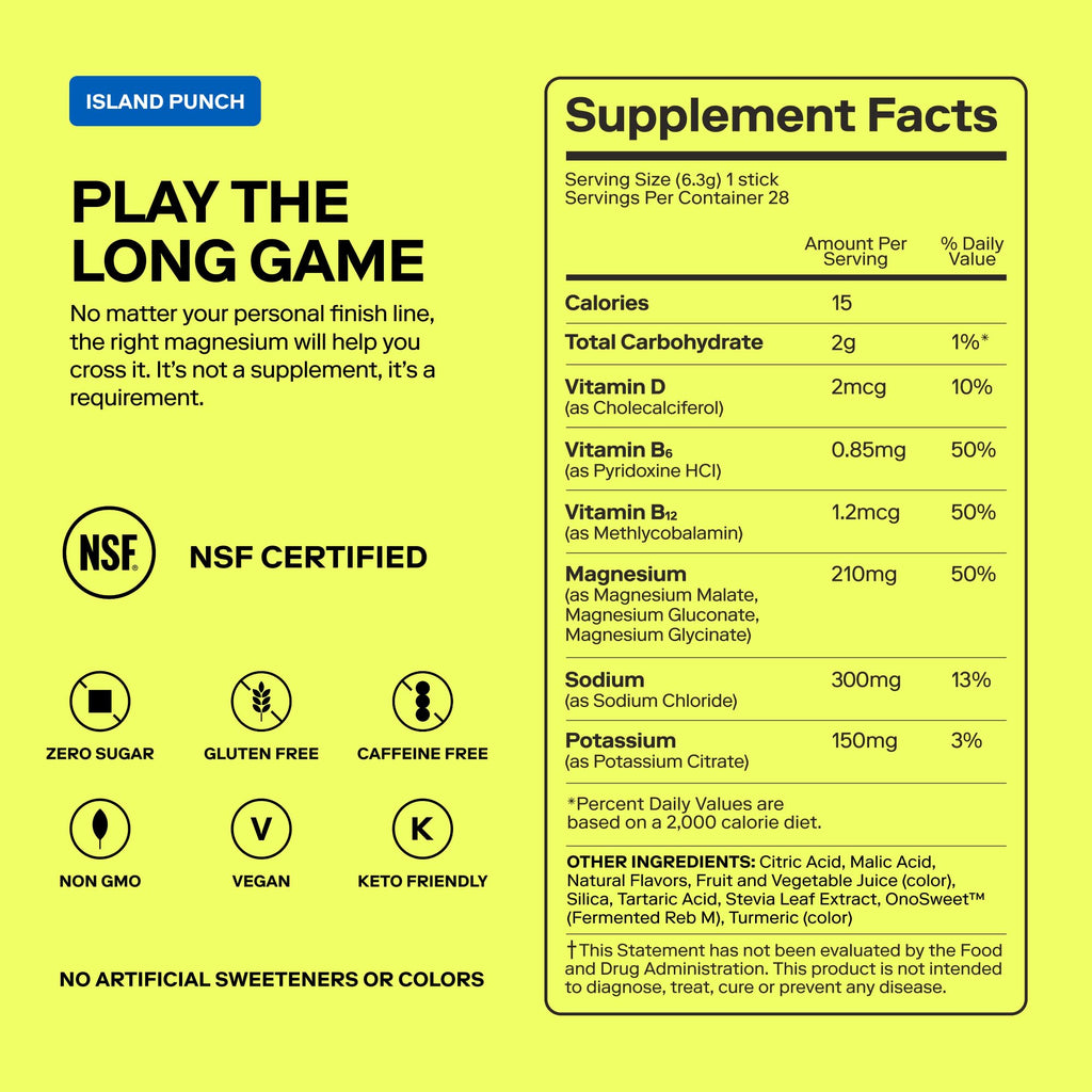 MAGNA Electrolytes Powder Drink Mix for Hydration, Energy & Focus Support (28 Servings, Island Punch)