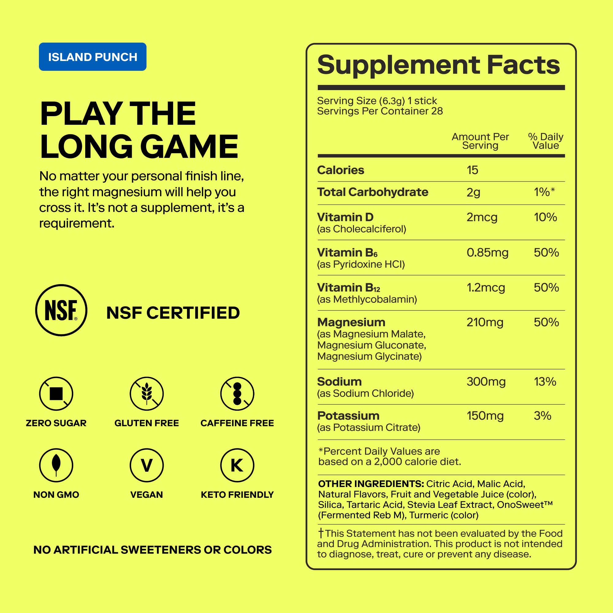 MAGNA Electrolytes Powder Drink Mix for Hydration, Energy & Focus Support (28 Servings, Island Punch)