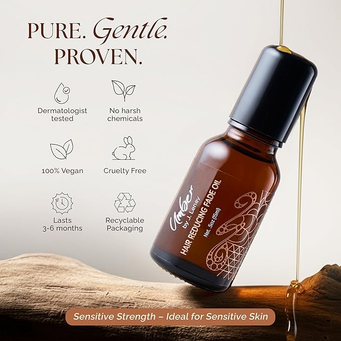 Umber by J. Lenay Hair Reducing Fade Oil, Sensitive Strength, Roll-On, 15ml