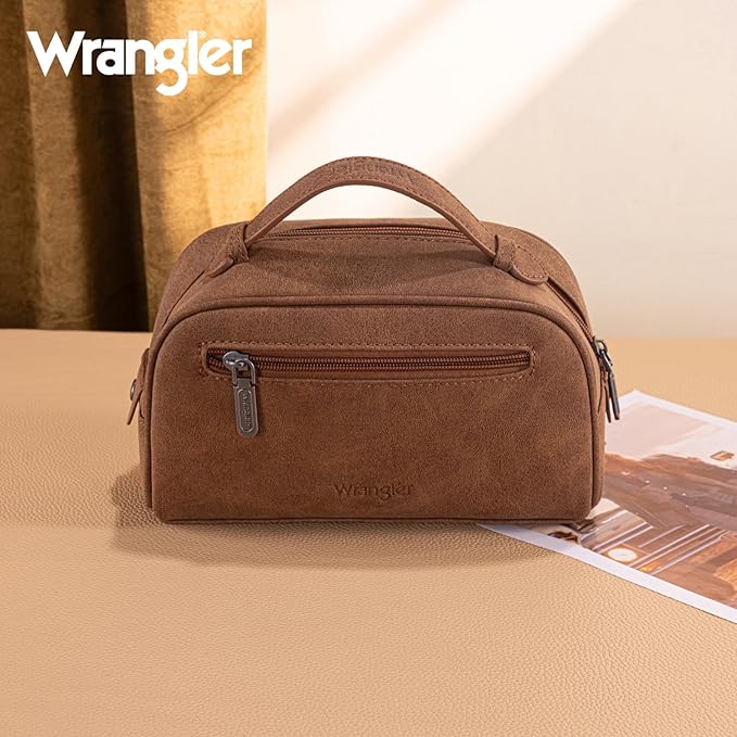 Montana West Wrangler Makeup Bag Travel Cosmetic Bag Small Western Make Up Pouch Portable Toiletry Bag for Women Organizer for Toiletries Accessories, Travel Essentials,Aztec,WG-MB-2203-190-RD