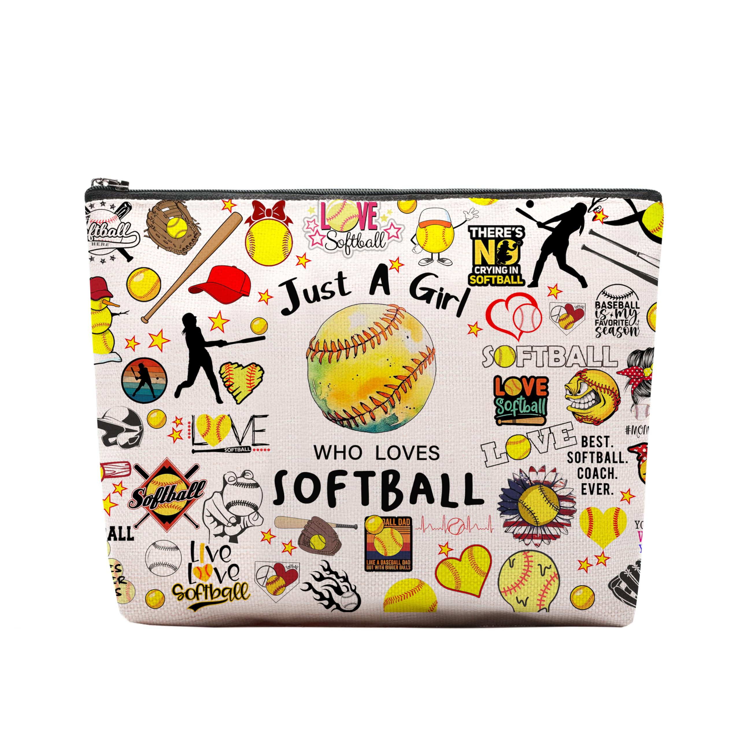 Softball Gifts: Cosmetic Bag & Travel Pouch for Women, Birthday Gifts for Softball Fans & Players, Coach Accessories
