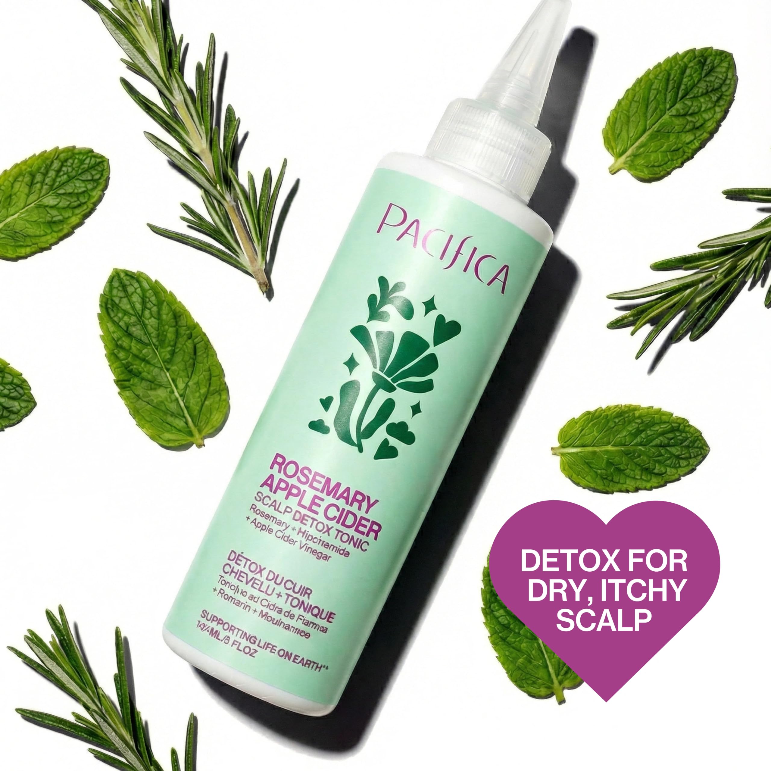 Pacifica Scalp Detox Tonic – Scalp Exfoliator with Glycolic & Salicylic Acid for Clarifying Build Up & Purifying – Infused with Rosemary to Support an Itchy, Dry Head – Vegan & Cruelty-Free – 5 oz