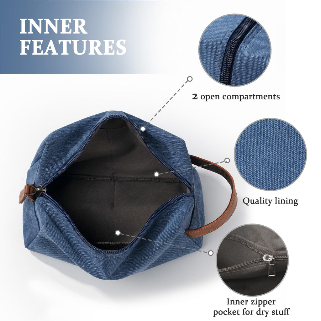 Travel Essentials Canvas Toiletry Makeup Bag Dopp Kit Blue (Initial N)