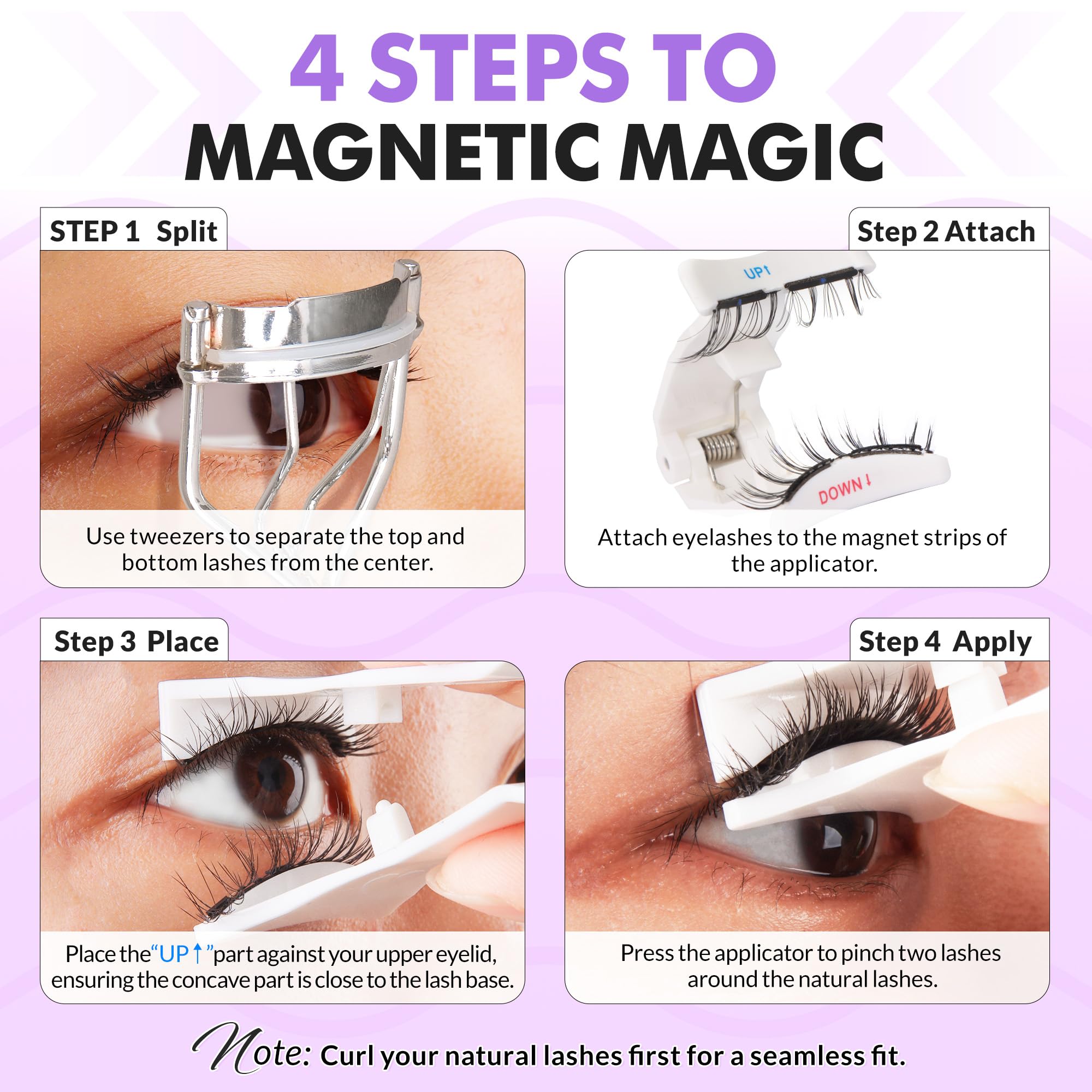 Bepholan Soft Magnetic Lashes with Applicator,No Glue Needed Reusable Magnetic Eyelashes Natural Look Easy to Wear and Remove Waterproof Cruelty-free False Eyelashes（RC01）