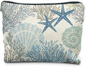 RYYCDOI Ocean Starfish Coral Seashell Beach Makeup Bag, Marine Life Sea Animals Cosmetic Bags for Women, Beach Vacation Gifts, Ocean Themed Gifts