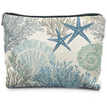 RYYCDOI Ocean Starfish Coral Seashell Beach Makeup Bag, Marine Life Sea Animals Cosmetic Bags for Women, Beach Vacation Gifts, Ocean Themed Gifts