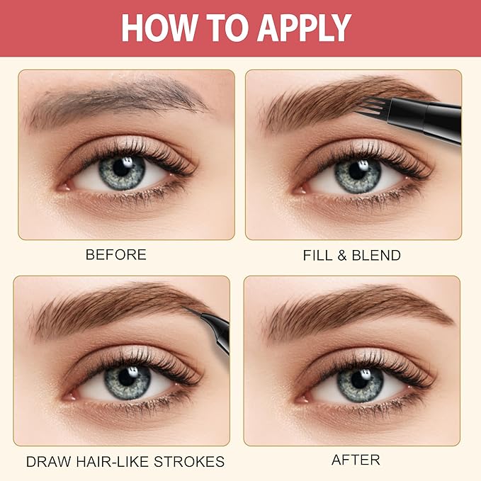 LAVONE Eyebrow Pen, 2-in-1 Eyebrow Pencils for Women with 4 Tip Microblading Eyebrow Pencil and Curved Precise Brow Pencil, Waterproof Eyebrow Pencil Create Full, Natural Hair-Like Brows, Dark Blonde