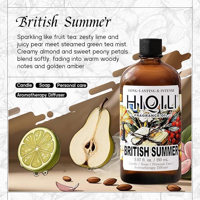 HIQILI British Summer Fragrance Oil for Diffuser, Candle & Soap Craft