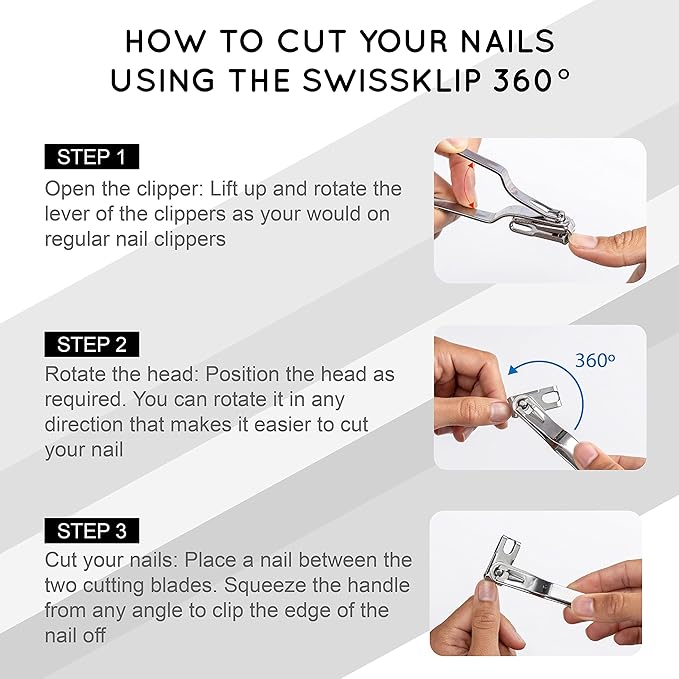 Swissker by Swissklip Nail Clippers for Men & Women – 360 Rotating