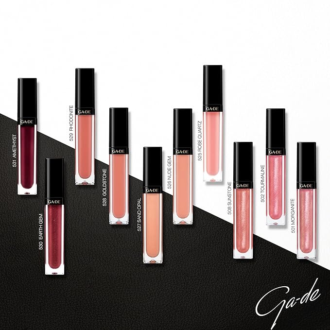 GA-DE Crystal Lights Lip Gloss, 525 - Enriched with Light-Reflecting Crystal Pearls - Smooth Silky, Rich Color - Moisturizes and Adds Shine - 0.2 oz