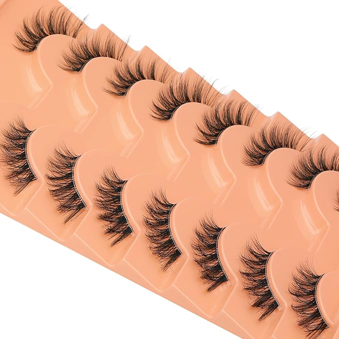 alphonse Half Lashes Natural Look Half Lash Cateye Clear Band Half Eyelashes Cat Eye Fluffy Wispy Accent Lashes 3/4 Flared End Lashes Pack 8 Pairs by ALPHONSE, 8.0 Count