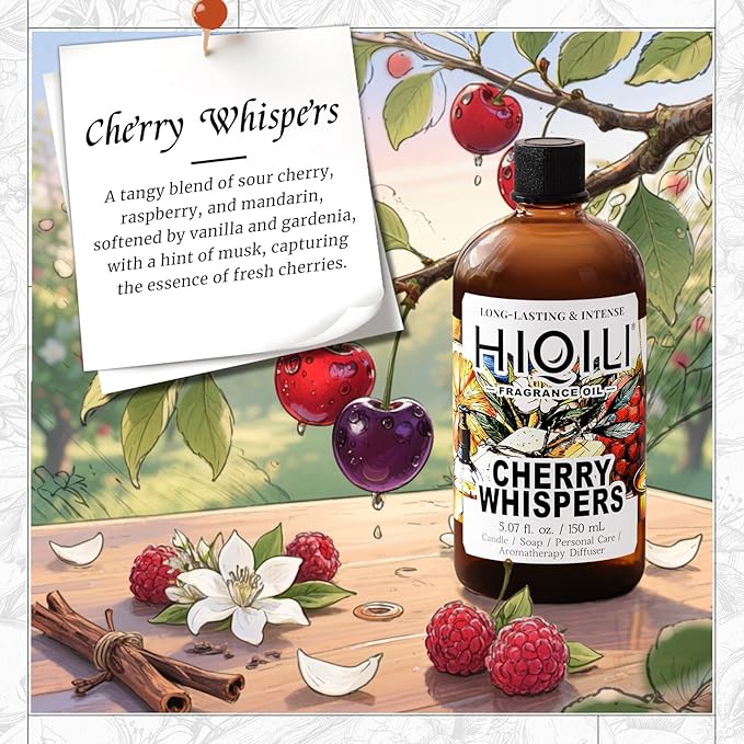 HIQILI Cherry Whispers Fragrance Oil for Diffuser, DIY & Gourmand