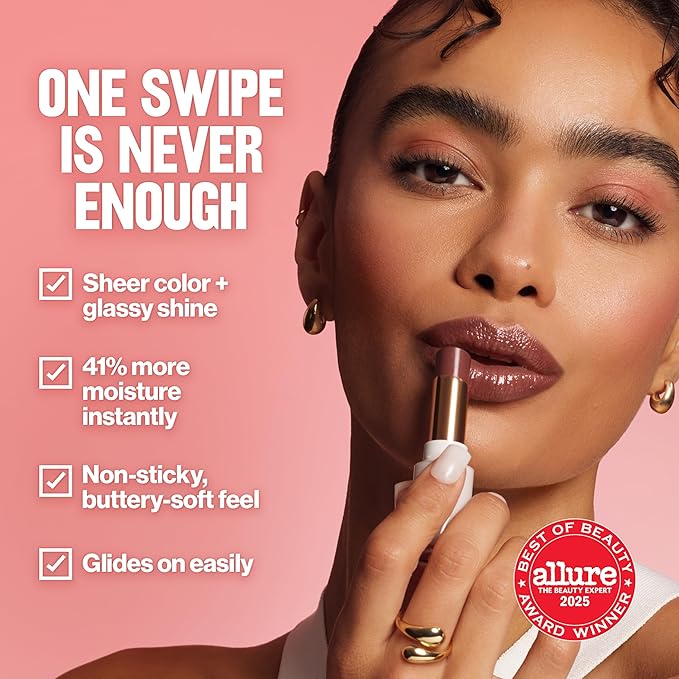 REVLON Super Lustrous Glass Shine Balm, 007 Glazed Mauve, 0.11 oz