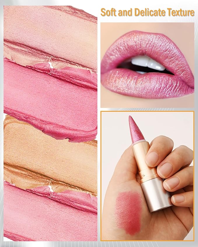 Red Glitter Lipstick Lip Liner,Shimmer Metallic Matte Lip Stain Tint