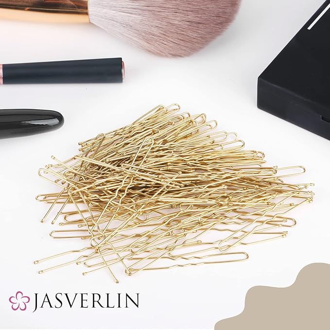 JASVERLIN U Shaped Hair Pins Blonde, 2.4 Inch Bobby Pins 100 Pcs