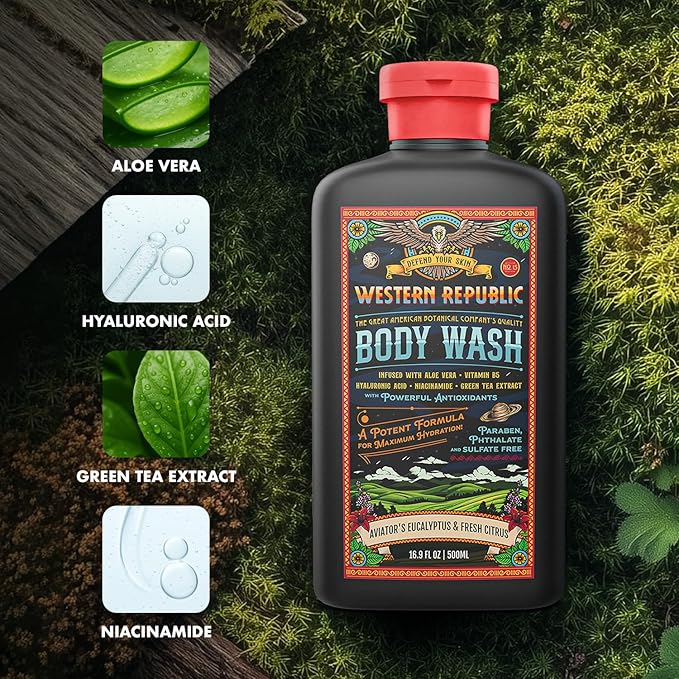 Western Republic - Aviator's Eucalyptus & Citrus Body Wash - 500ml 2 Pack