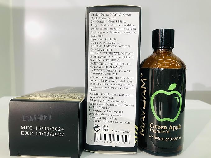MAYJAM Green Apple Fragrance Oil for Diffusers, 100ML/3.38FL.OZ