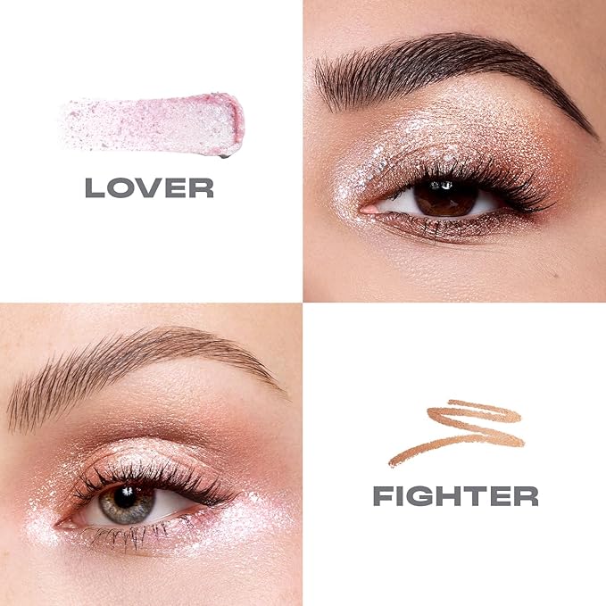 Morphe Mixed Signals Dual-Ended Eyeshadow Stick - Cream Eyeshadow Pigment & Chrome Liquid Flakes for Bold, Layered Eye Makeup Looks - Lover/Fighter (0.028 oz)