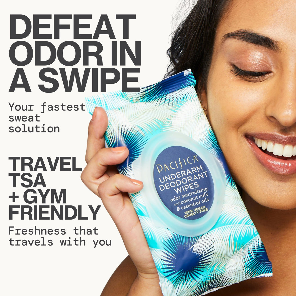 Pacifica Underarm Deodorant Wipes & Makeup Remover Face Wipes Bundle – Aluminum-Free Odor Control & Facial Cleansing Towelettes, 2-Pack (30ct Each, 60 Total) – Vegan, Cruelty-Free Travel Essentials
