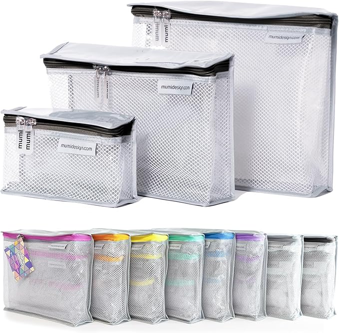 MUMI Travel Toiletry Bag Set of 3 - Clear TSA Approved, Black