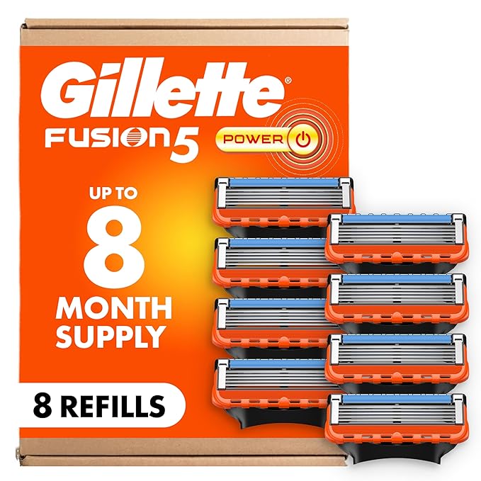 Gillette Fusion5 Power Razor Blade Refills for Men, 8 Count, with Precision Trimmer